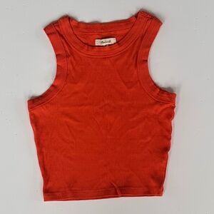 Madewell Rust Orange Ribbed Crop Tank Top – Size XXS